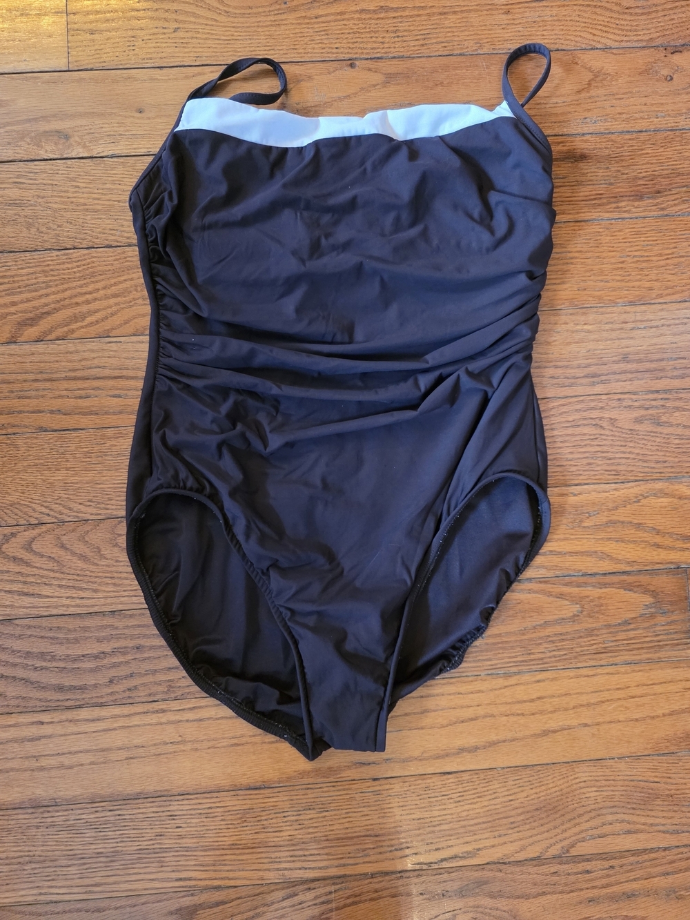 Miraclesuit Brown One-Piece Swimsuit with White Neckline Band